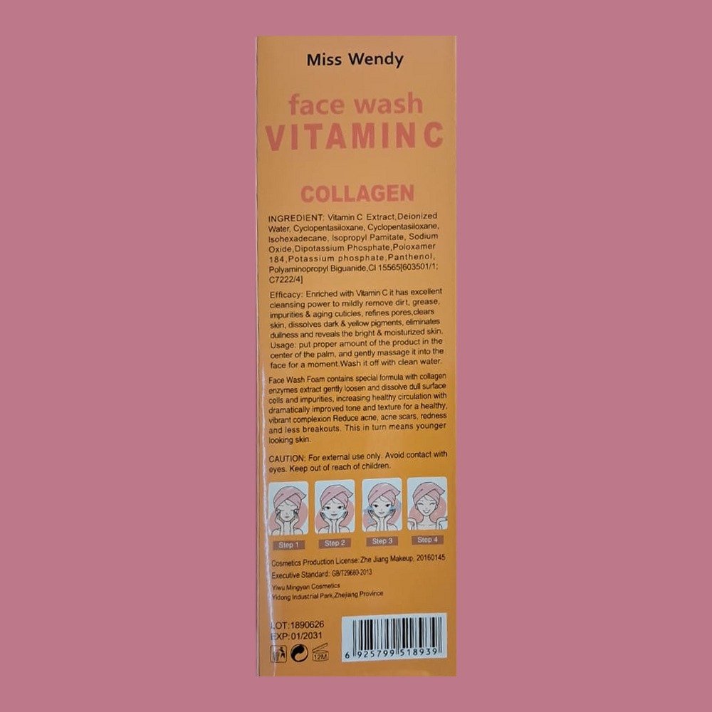 Nettoyant visage moussant à la vitamine C et au collagène MISS WENDY – Image 2